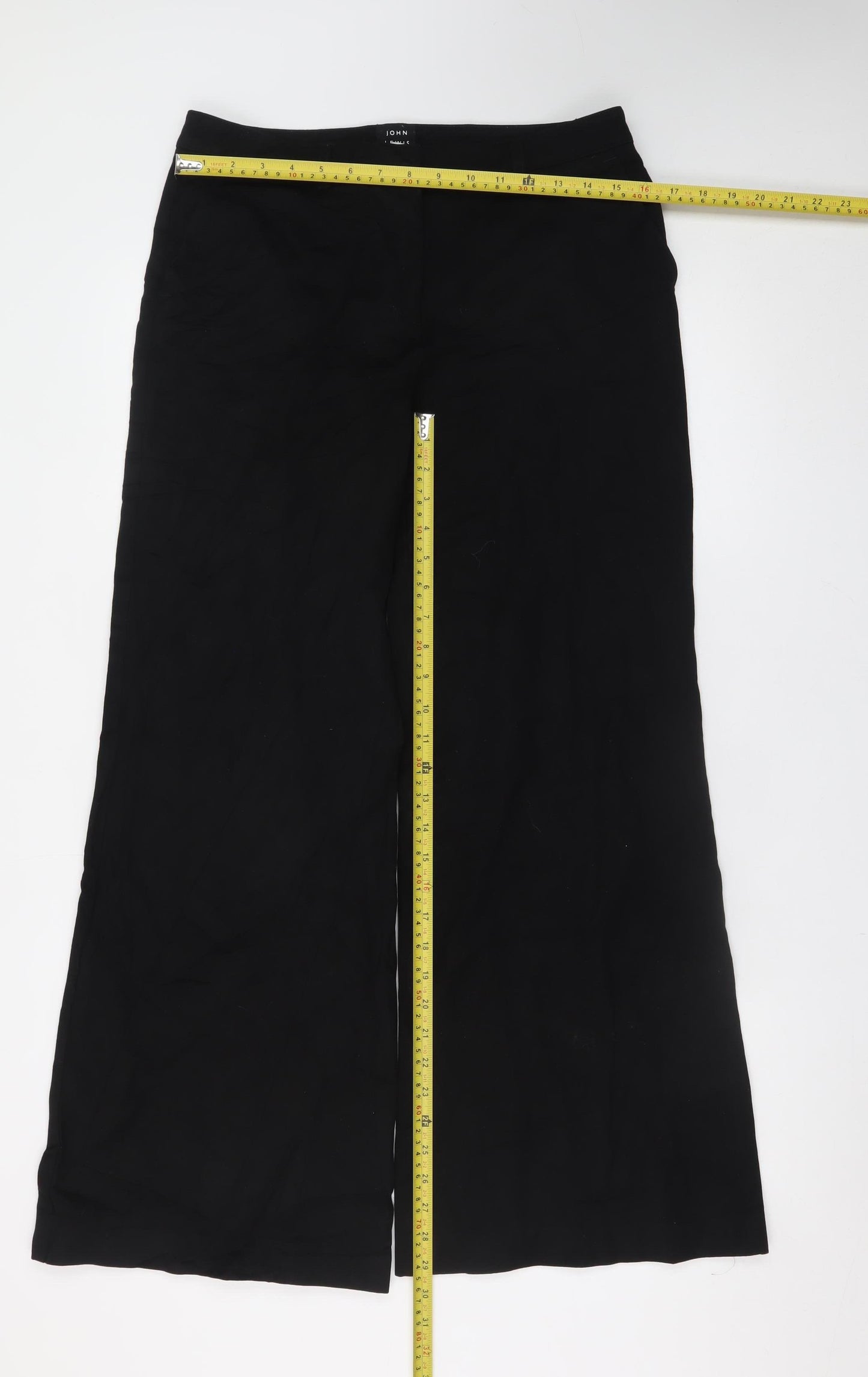 John Lewis Women’s Black Wide-Leg Linen Trousers Size 10