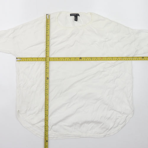 Mango Women White 8 Relaxed 3/4 Sleeve Pullover Jumper