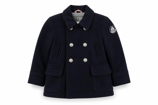 Petit Bateau Girls Blue Wool Pea Coat 4 Years Double-Breasted Winter Jacket