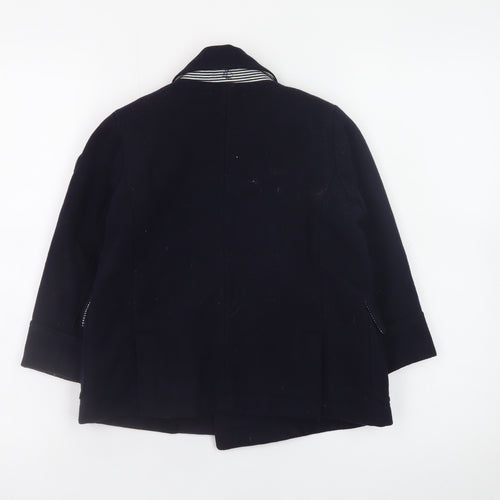 Petit Bateau Girls Blue Wool Pea Coat 4 Years Double-Breasted Winter Jacket
