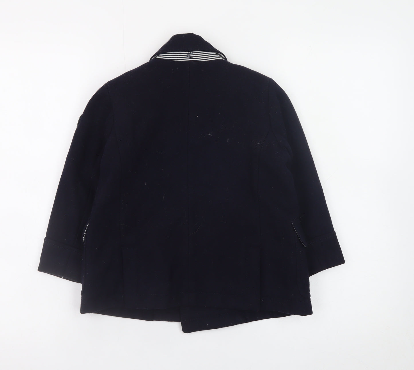 Petit Bateau Girls Blue Wool Pea Coat 4 Years Double-Breasted Winter Jacket