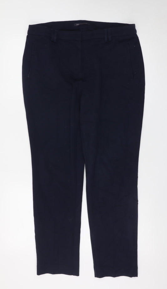Marks and Spencer Women's Blue Size 14 Stretch Straight Trousers