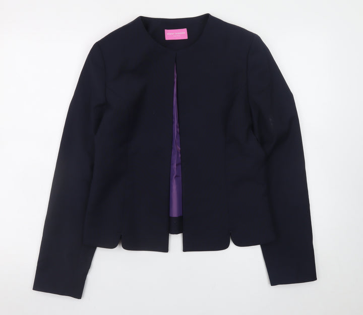 Brook Taverner Women's Black Wool Blend Lined Single-Breasted Suit Jacket Size 10