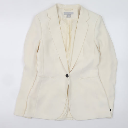 H&M Women Ivory Tailored One Button Blazer Size 6 Slim Fit