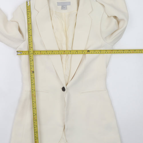 H&M Women Ivory Tailored One Button Blazer Size 6 Slim Fit