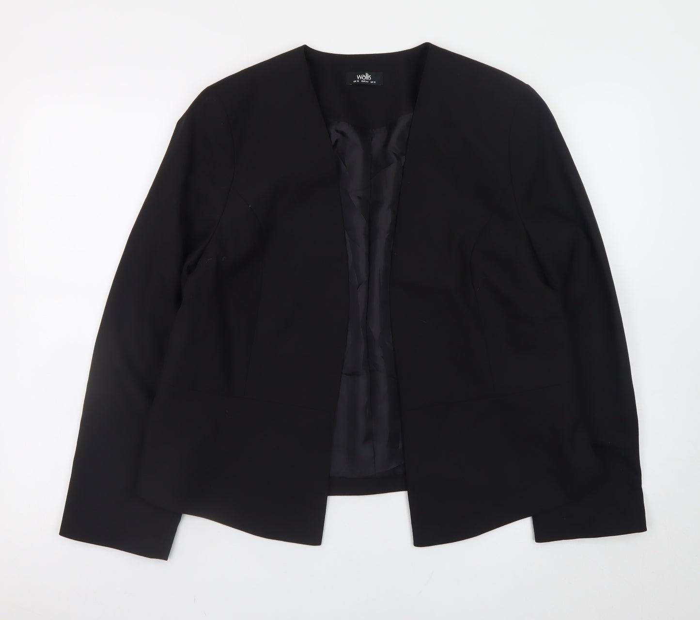 Wallis Women Black Blazer UK 16 Classic Long Sleeve Lined Suit Jacket