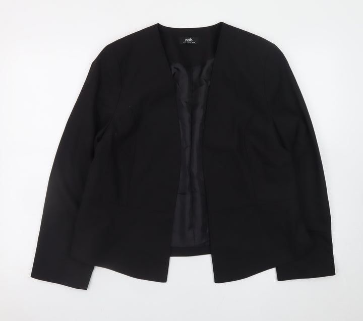 Wallis Women Black Blazer UK 16 Classic Long Sleeve Lined Suit Jacket