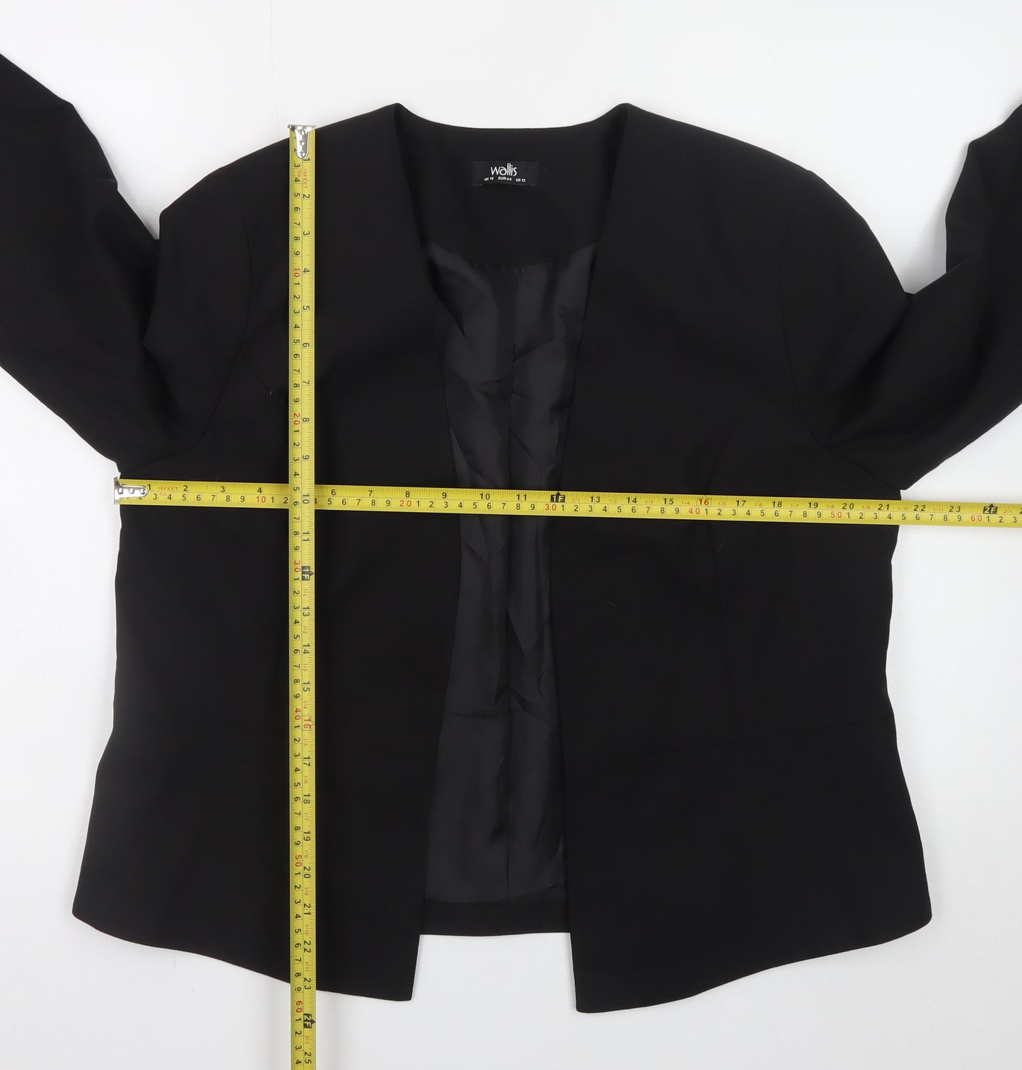 Wallis Women Black Blazer UK 16 Classic Long Sleeve Lined Suit Jacket