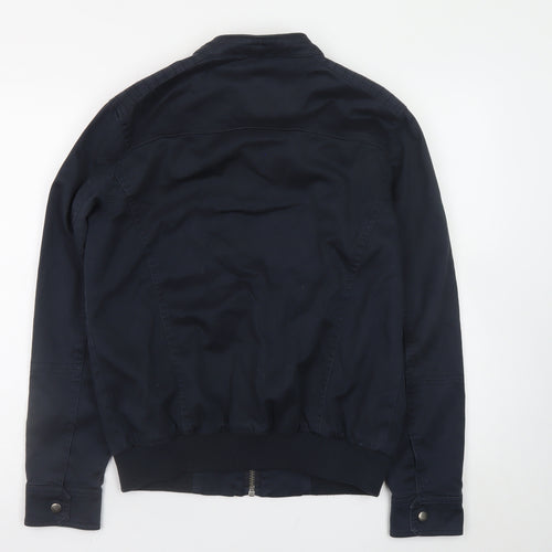Villain Men's Blue Biker Jacket Size S Cotton Twill Collared Zip