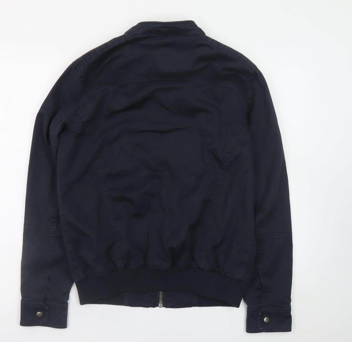 Villain Men's Blue Biker Jacket Size S Cotton Twill Collared Zip