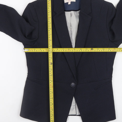 Next Women's Blue Petite Blazer UK 8 Slim Fit One Button Jacket