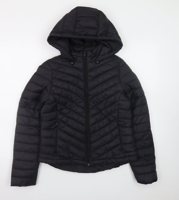 Primark Womens Black Quilted Puffer Hooded Jacket Size S