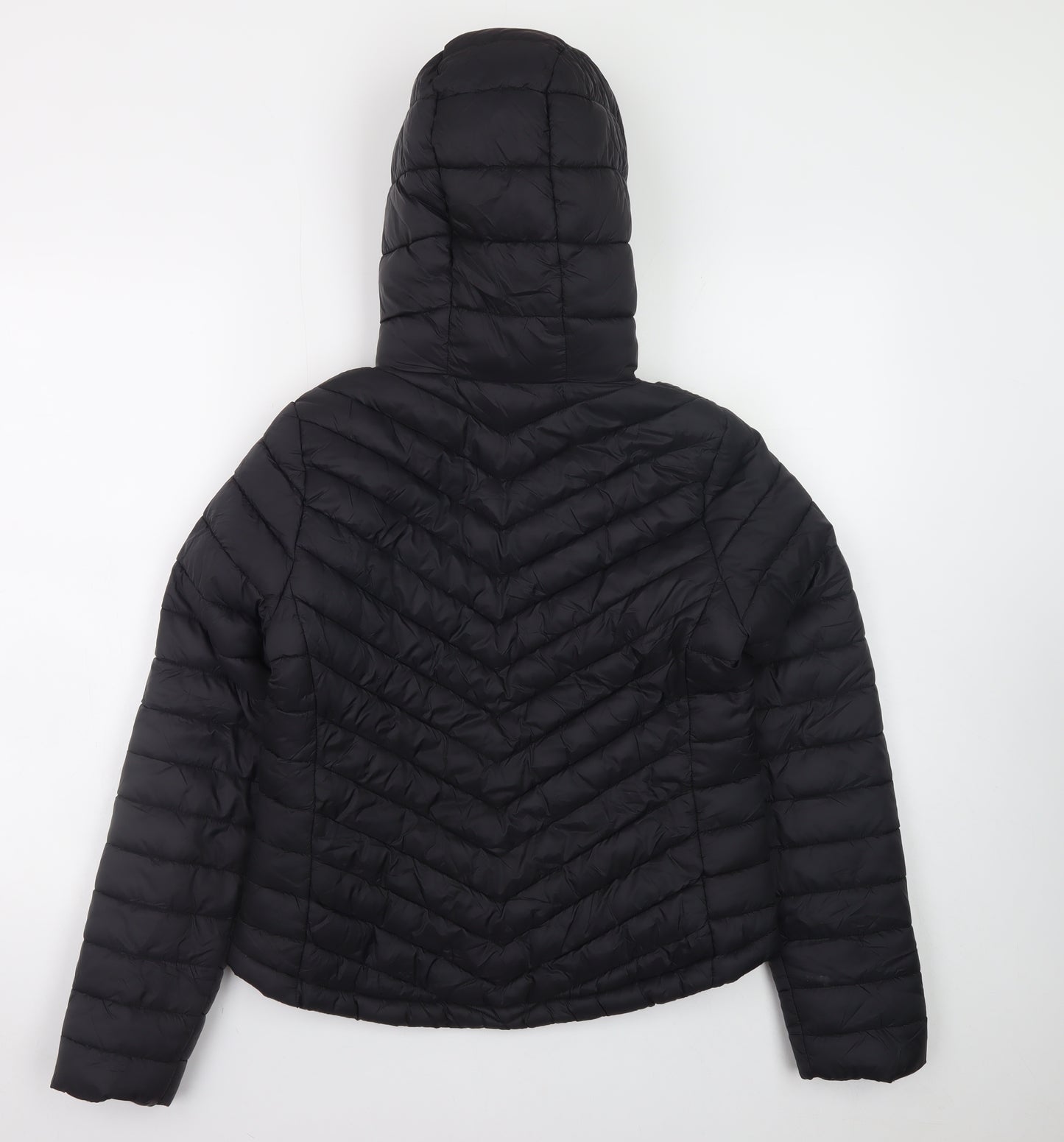 Primark Womens Black Quilted Puffer Hooded Jacket Size S