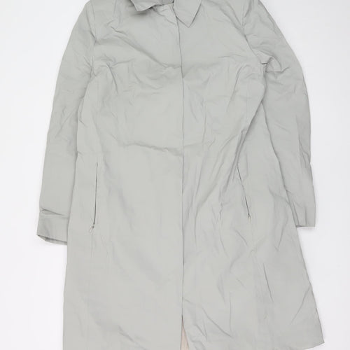 River Island Women's Grey Long Rain Coat Size 14 Classic Style