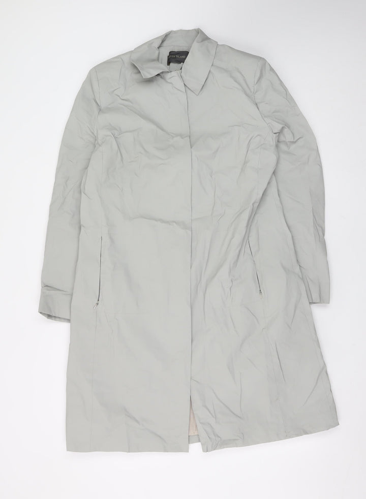 River Island Women's Grey Long Rain Coat Size 14 Classic Style