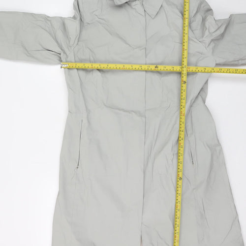 River Island Women's Grey Long Rain Coat Size 14 Classic Style