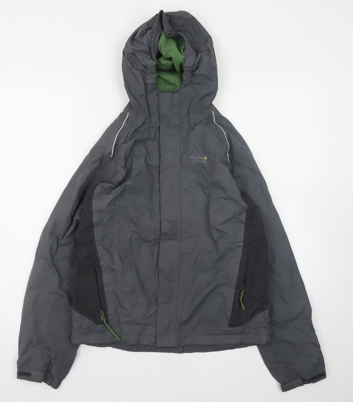 Regatta Mens Grey Hooded Waterproof Rain Jacket Size 164 Regular Fit