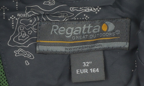 Regatta Mens Grey Hooded Waterproof Rain Jacket Size 164 Regular Fit