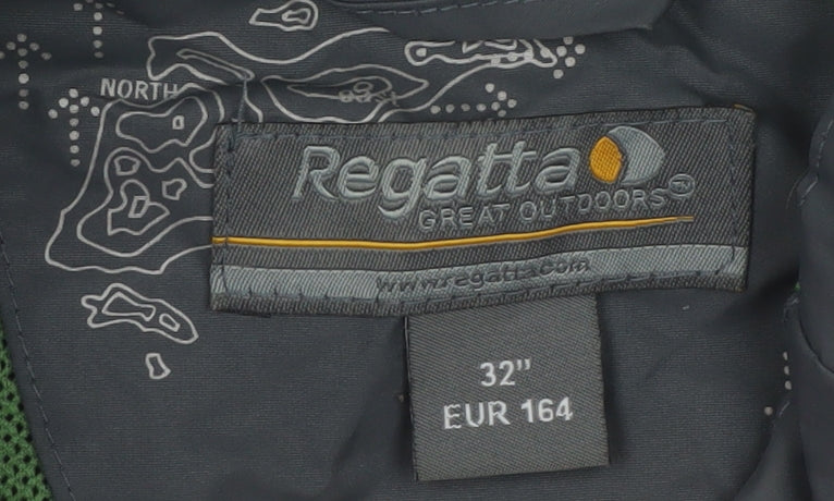 Regatta Mens Grey Hooded Waterproof Rain Jacket Size 164 Regular Fit
