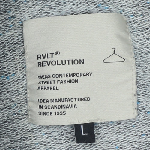 RVLT Revolution Mens Black Full Zip Hoodie Size L Cotton Blend