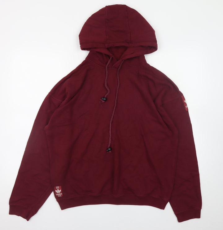Adidas Men's Red Pullover Logo Hoodie Size M Vintage Sportswear