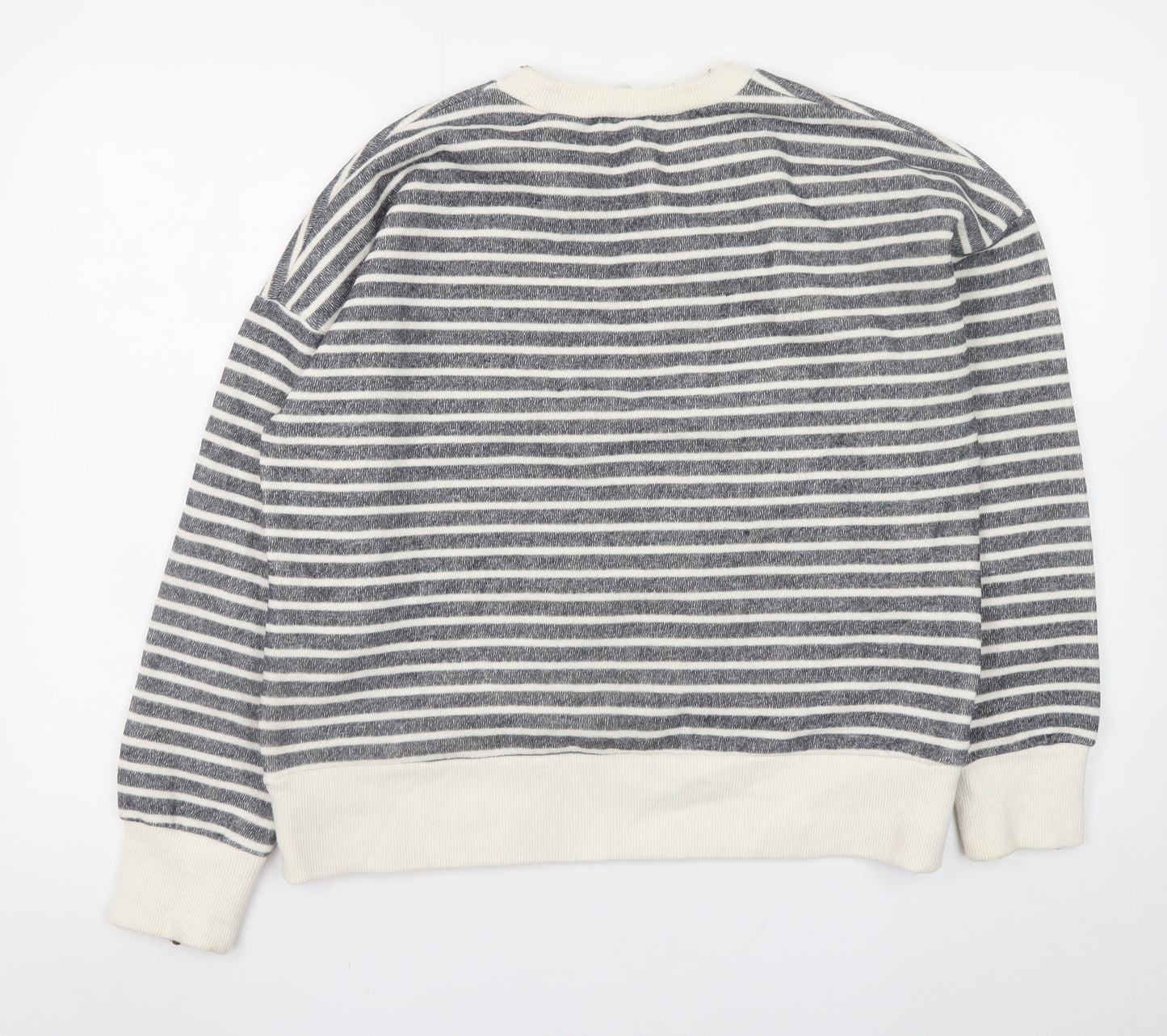 Zara Women Grey Stripe Pullover Sweatshirt Medium