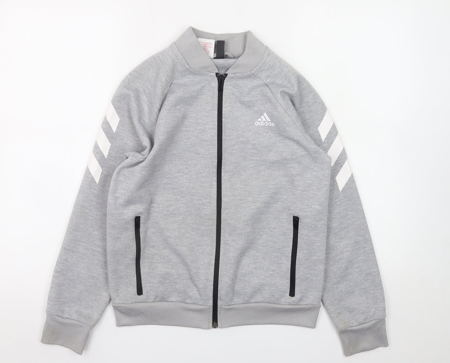 Adidas Boys Grey 11-12 Years Track Jacket with Zip Pockets