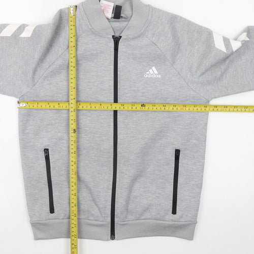 Adidas Boys Grey 11-12 Years Track Jacket with Zip Pockets