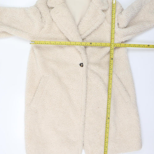 Uniqlo Women Beige Mid-Length Fleece Overcoat Size S