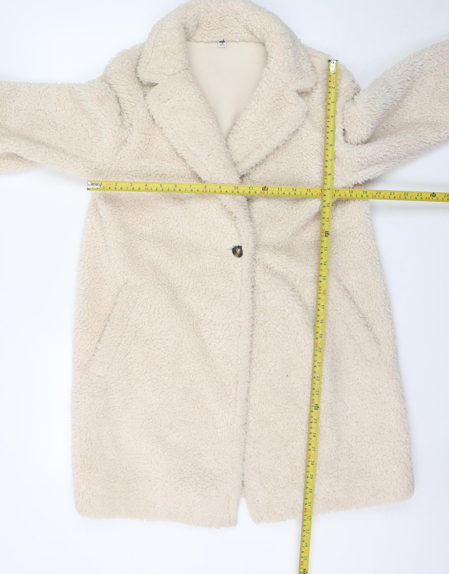Uniqlo Women Beige Mid-Length Fleece Overcoat Size S