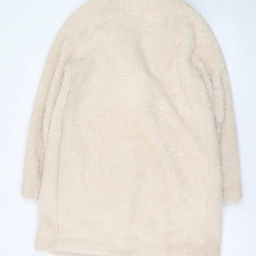 Uniqlo Women Beige Mid-Length Fleece Overcoat Size S