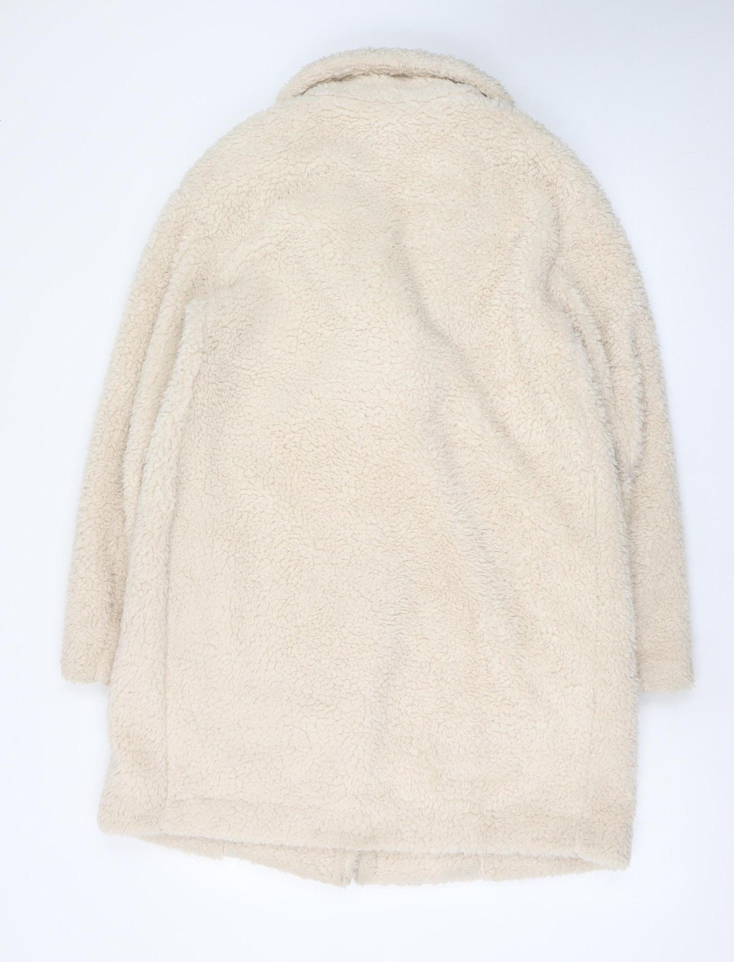 Uniqlo Women Beige Mid-Length Fleece Overcoat Size S