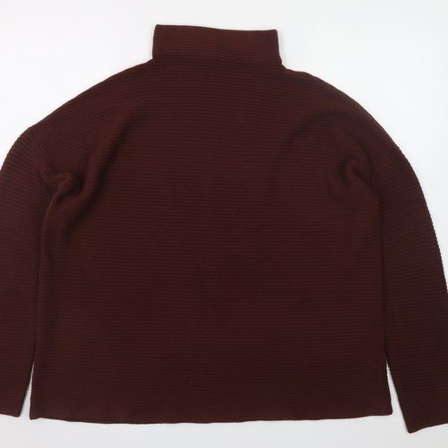 French Connection Men's Brown XL High Neck Ribbed Pullover Jumper