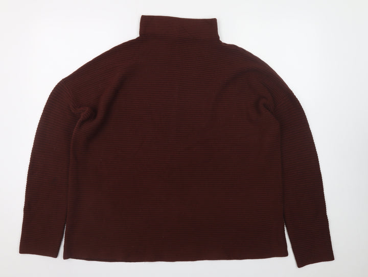 French Connection Men's Brown XL High Neck Ribbed Pullover Jumper