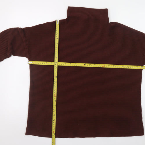 French Connection Men's Brown XL High Neck Ribbed Pullover Jumper