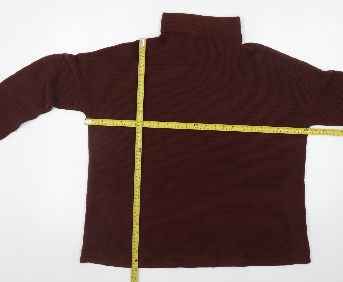 French Connection Men's Brown XL High Neck Ribbed Pullover Jumper