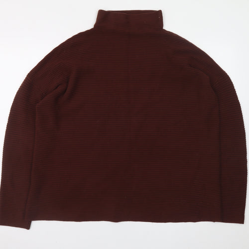 French Connection Men's Brown XL High Neck Ribbed Pullover Jumper