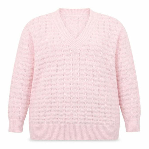 JD Williams Women Pink V-Neck Cable-Knit Jumper Size 20/22