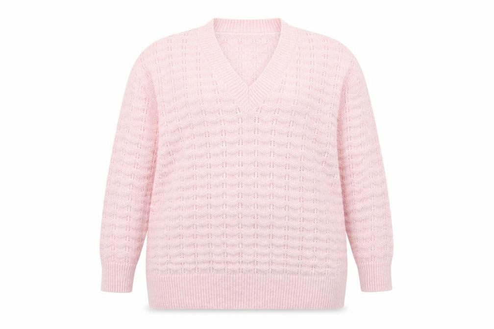 JD Williams Women Pink V-Neck Cable-Knit Jumper Size 20/22