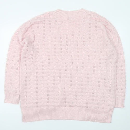 JD Williams Women Pink V-Neck Cable-Knit Jumper Size 20/22