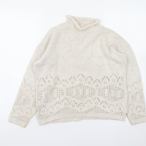 Dorothy Perkins Women’s Ivory Roll Neck Knit Jumper Size 10