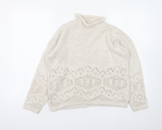 Dorothy Perkins Women’s Ivory Roll Neck Knit Jumper Size 10