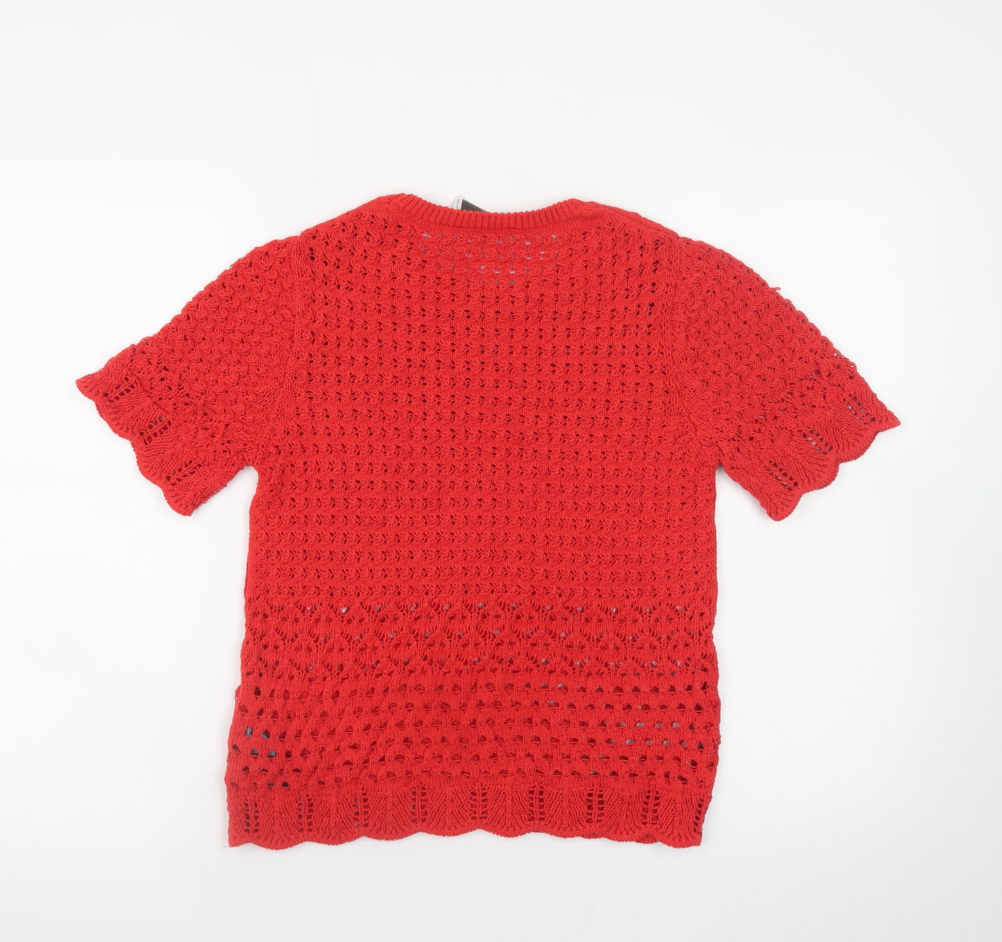 Marks and Spencer Women's Red Open-Knit Short Sleeve Jumper Size S