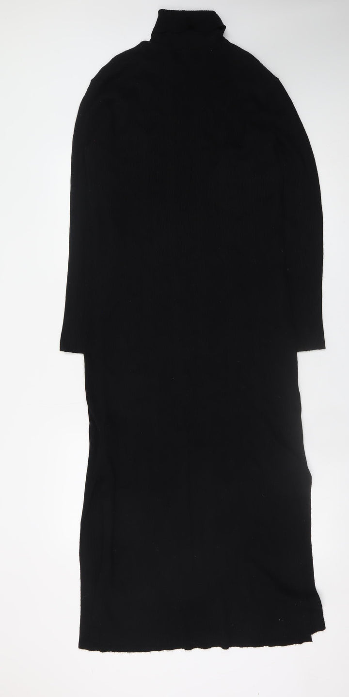 Marks and Spencer Women Black Size 14 Bodycon Knit Midi Dress