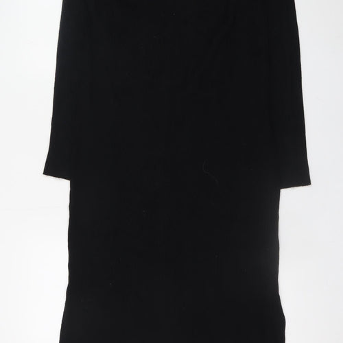 Marks and Spencer Women Black Size 14 Bodycon Knit Midi Dress