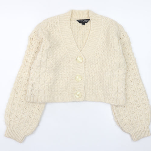 Dorothy Perkins Women’s Ivory Cable-Knit Button Cardigan Size 6