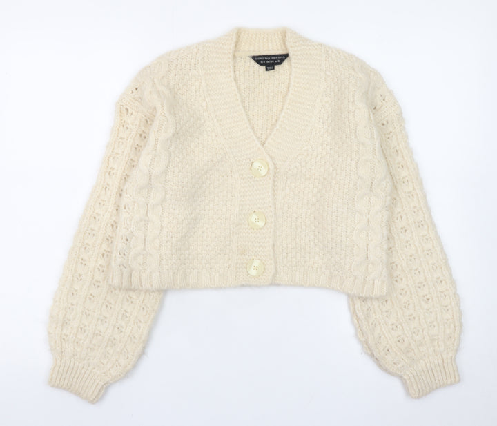 Dorothy Perkins Women’s Ivory Cable-Knit Button Cardigan Size 6