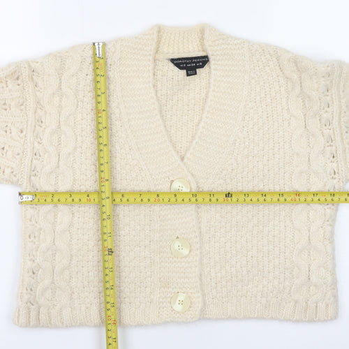 Dorothy Perkins Women’s Ivory Cable-Knit Button Cardigan Size 6