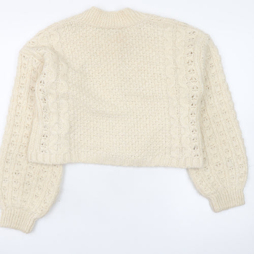 Dorothy Perkins Women’s Ivory Cable-Knit Button Cardigan Size 6