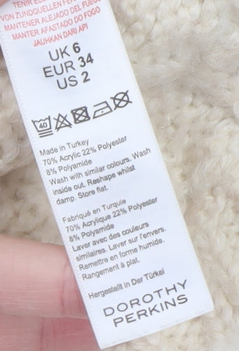 Dorothy Perkins Women’s Ivory Cable-Knit Button Cardigan Size 6